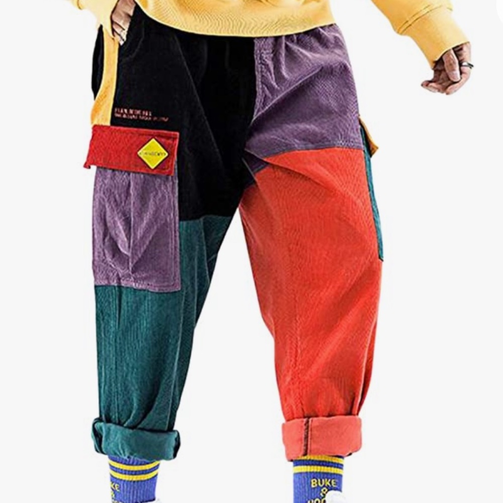 Multicolor Patch Straight Corduroy Pants